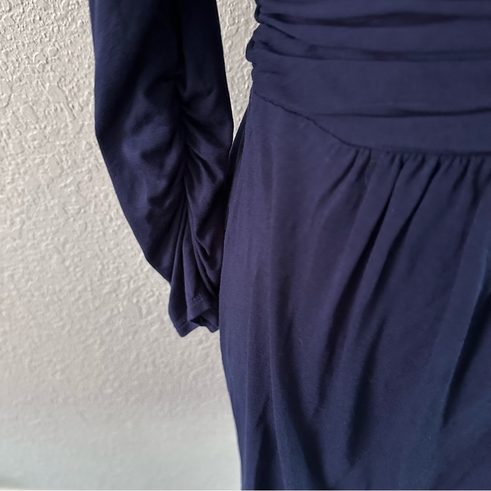 Max Studio Navy Faux Wrap Long Sleeve Dress Size M - Picture 4 of 9